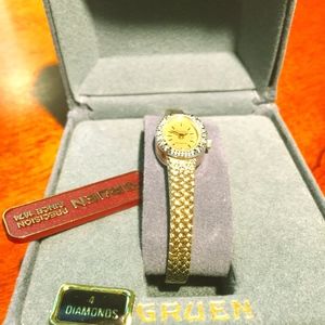 Women's Gruen Precison Quartz Watch Four Diamond